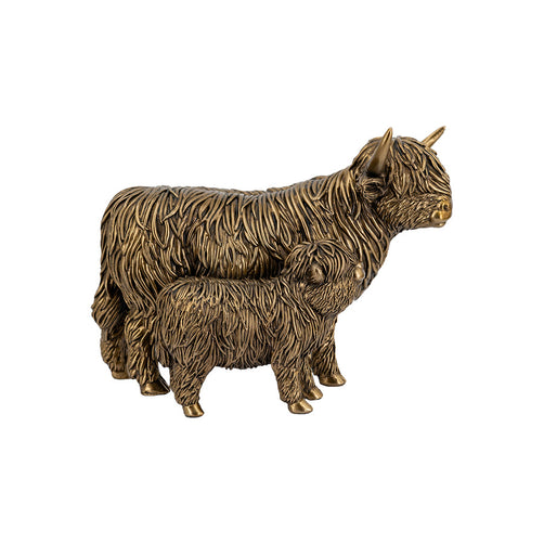 Gold Highland Cow & Calf 13cm