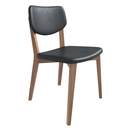 Hobart Black Leather Dining Chair