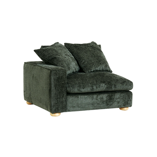 Clyde Left Hand Modular Lounge Piece Green Fabric