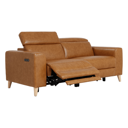 Delaware 3 Seater Caramel Leather Electric Recliner