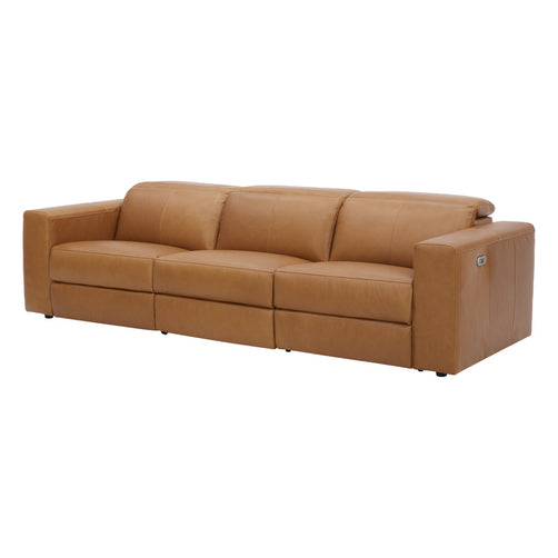 Londyn 3 Seater Recliner Caramel Brown Leather