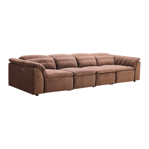 Rovella Modular 4 Seater Electric Recliner Chocolate Brown