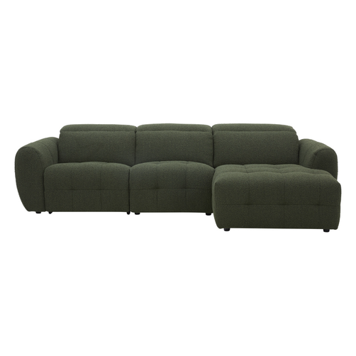 Milos Right Hand Chaise lounge 3 Seater Green Fabric