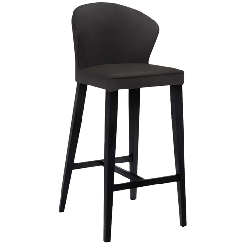 Iowa Black Leather Counter Stool