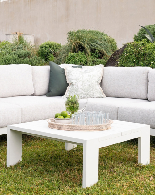 Channon Outdoor Square Coffee Table Ivory White