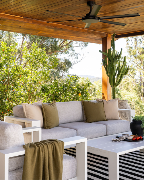 Channon Outdoor 3 Seater Lounge Ivory White