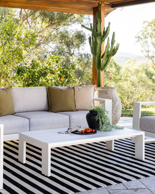 Channon Outdoor Rectangle Coffee Table Ivory White