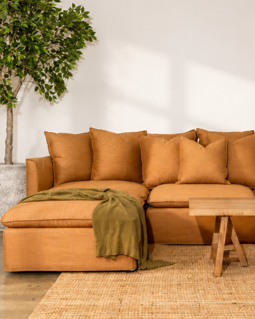Charlie 2 Seater Modular Lounge with Ottoman Rust