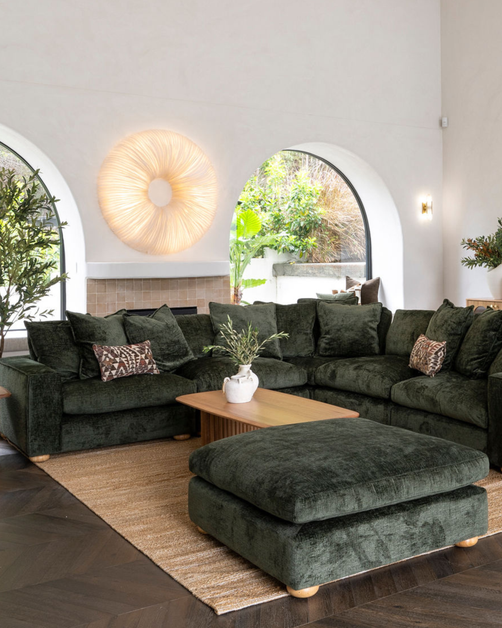 Clyde Armless Modular Lounge Piece Green Fabric