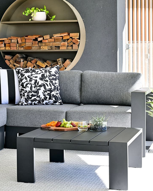 Channon Square Coffee Table Black Outdoor 87cm