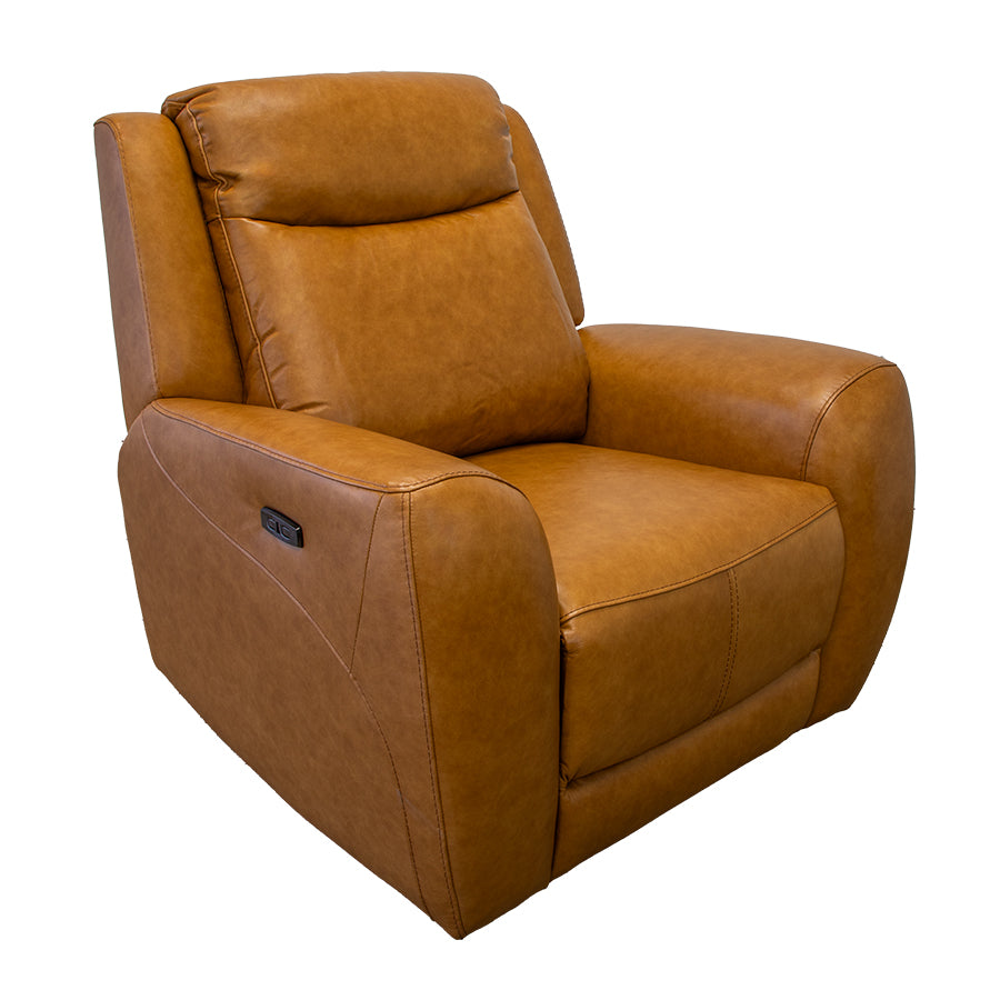 Toronto Caramel  Top Grain Leather 1 Seater Electric Recliner Lounge