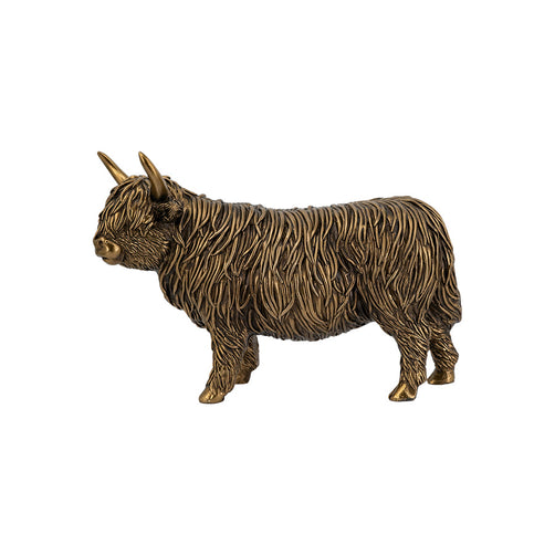 Gold Highland Cow Decor 18cm