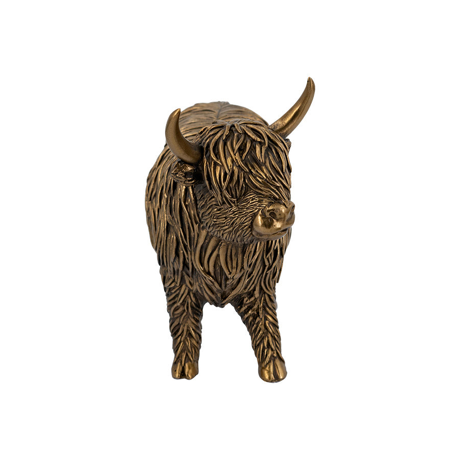 Gold Highland Cow Decor 18cm