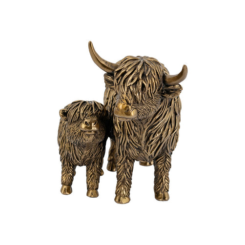 Gold Highland Cow & Calf 13cm