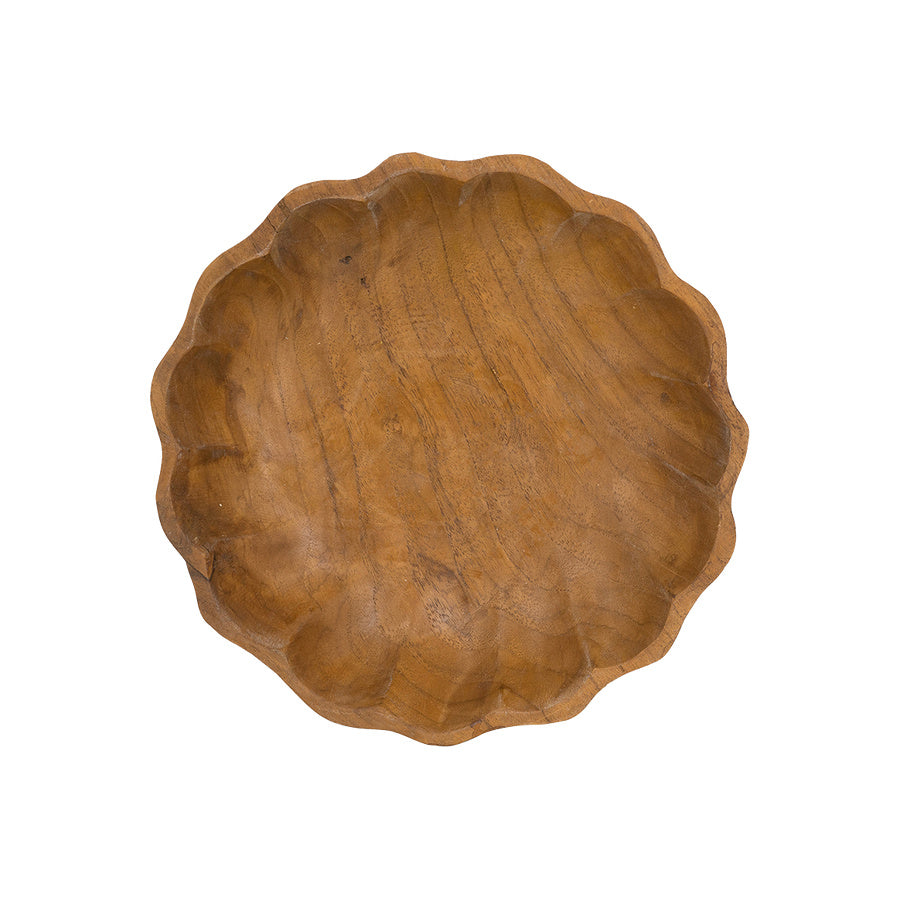 Orlena Fluted Teak Bowl 25cm