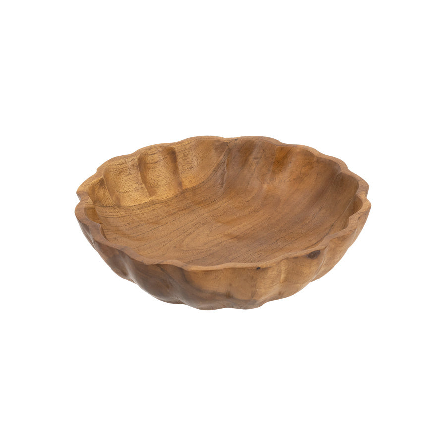 Orlena Fluted Teak Bowl 25cm