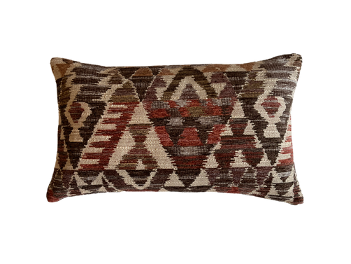 Kilim Cushion 30x50cm Chocolate with Feather Fill