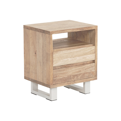 Naples 2 Drawer Bedside Table White