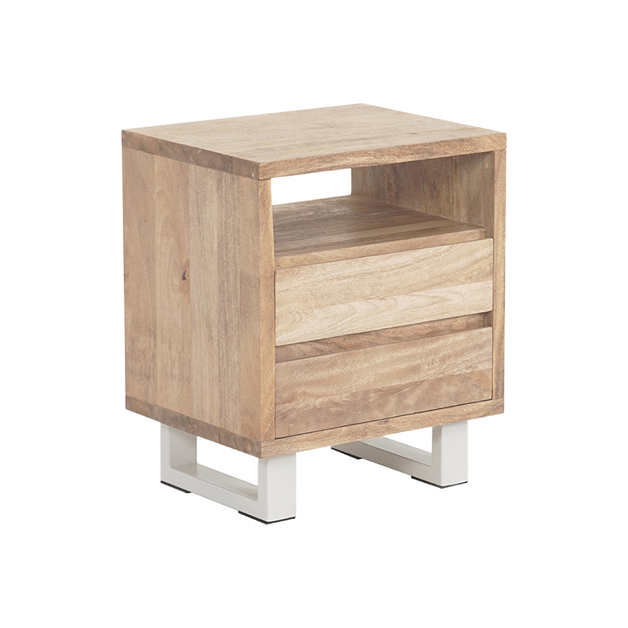 Naples 2 Drawer Bedside Table White