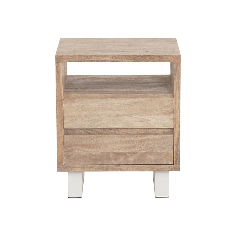 Naples 2 Drawer Bedside Table White