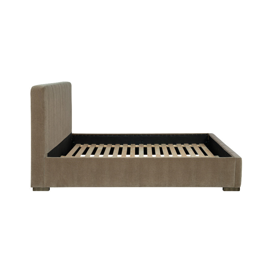 Taro King Bed Brown Fabric