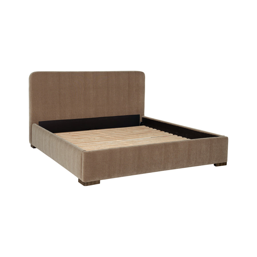 Taro Queen Bed Brown Fabric