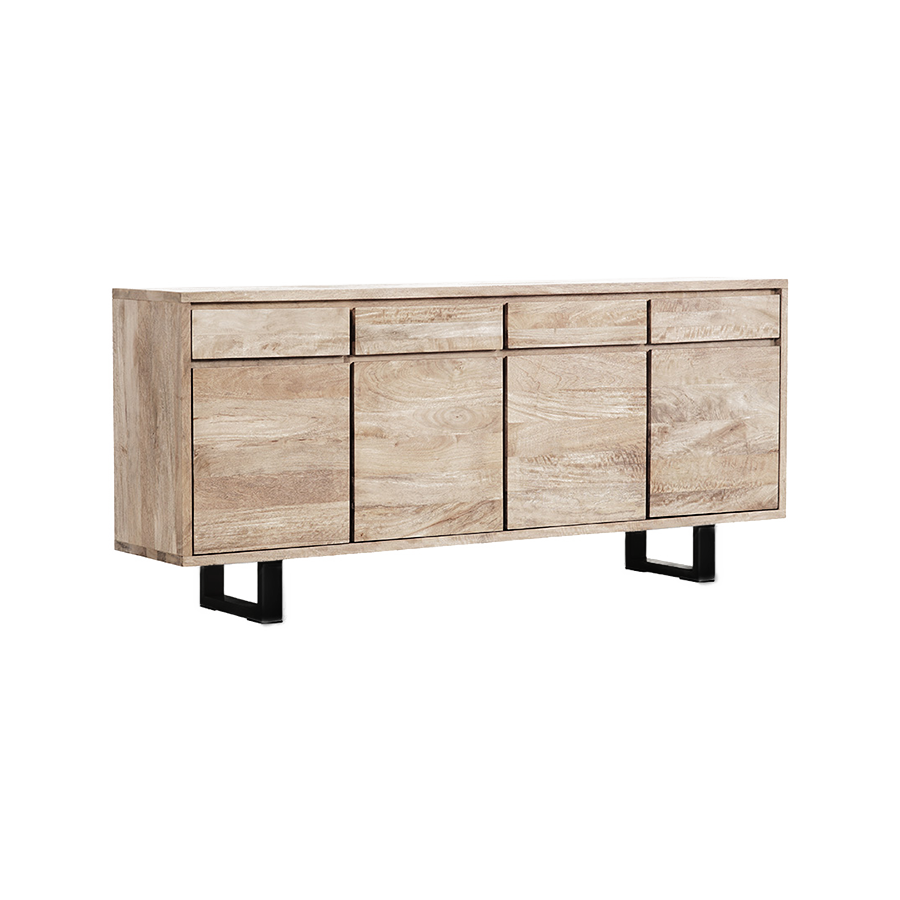 Naples Buffet 4 Doors 4 Drawers Black