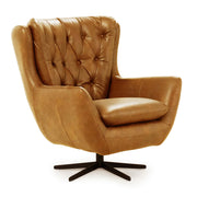Baldwin Swivel Lounge Chair Caramel Leather Wingback