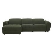 Milos Left Hand Chaise lounge 3 Seater Green Fabric