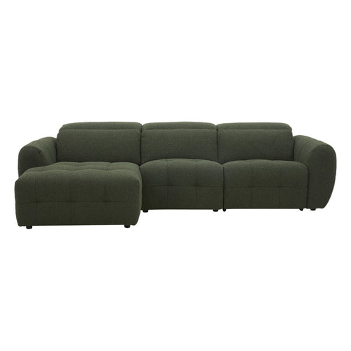 Milos Left Hand Chaise lounge 3 Seater Green Fabric