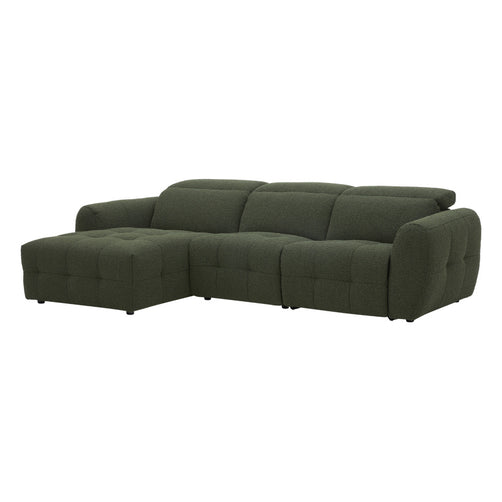 Milos Left Hand Chaise lounge 3 Seater Green Fabric
