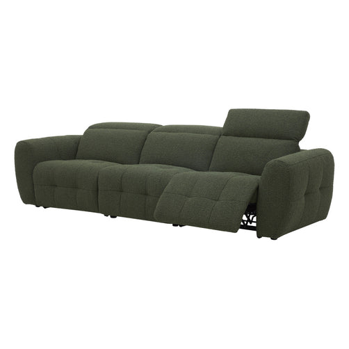 Milos 3 Seater Modular Lounge Green Fabric Recliner