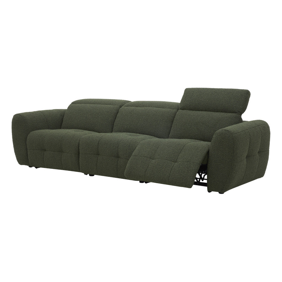 Milos 3 Seater Modular Lounge Green Fabric Recliner