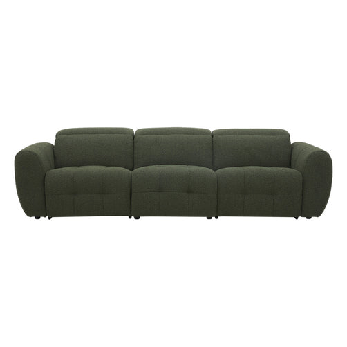 Milos 3 Seater Modular Lounge Green Fabric Recliner