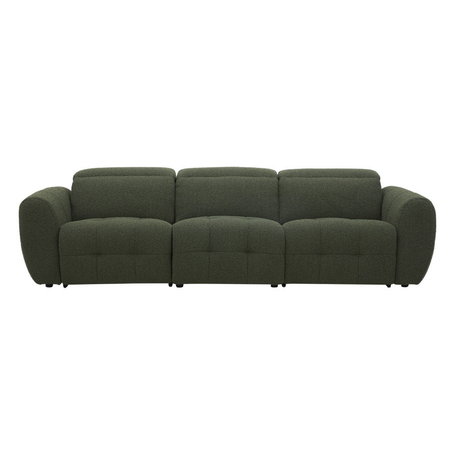 Milos 3 Seater Modular Lounge Green Fabric Recliner