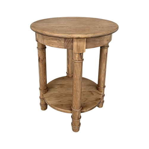 Northville Hamptons Lamp Table 60cm Round Pedestal Oak