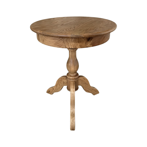 Northville Hamptons Lamp Table 60cm Round with Shelf Oak