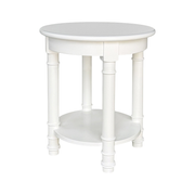 Northville Hamptons Lamp Table 60cm Round with Shelf White