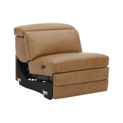 Belmont Armless Lounge Piece Motion Caramel Leather Electric