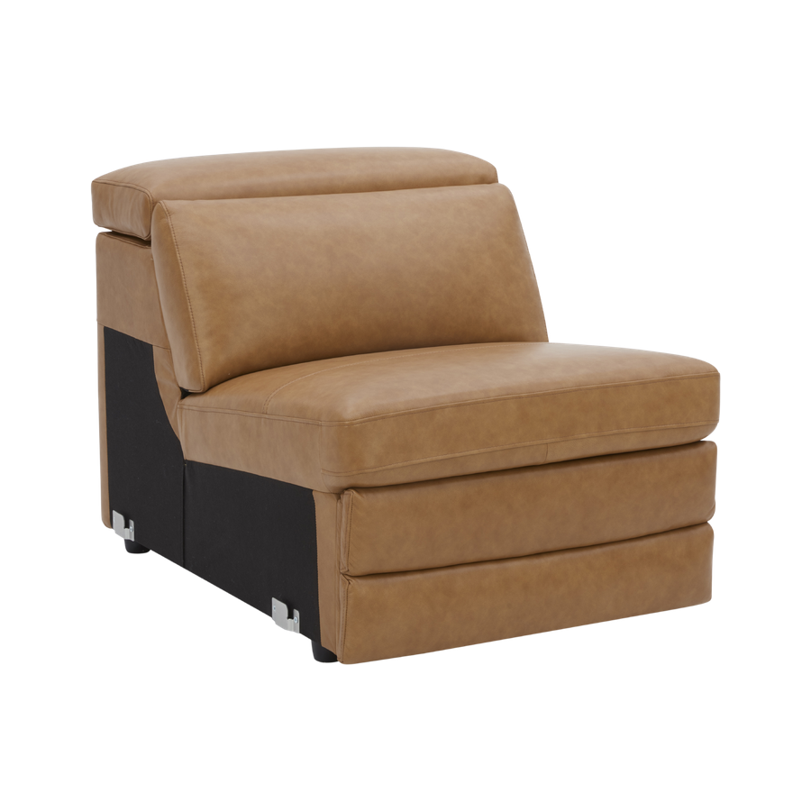 Belmont Armless Lounge Piece Static Caramel Leather