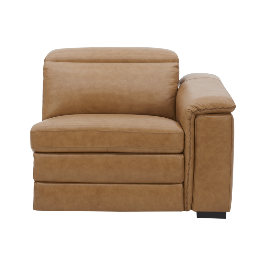 Belmont RH Arm Lounge Piece Tan Leather Electric