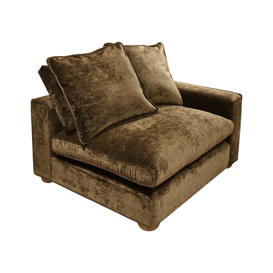 Clyde Left Hand Modular Lounge Piece Chocolate Fabric