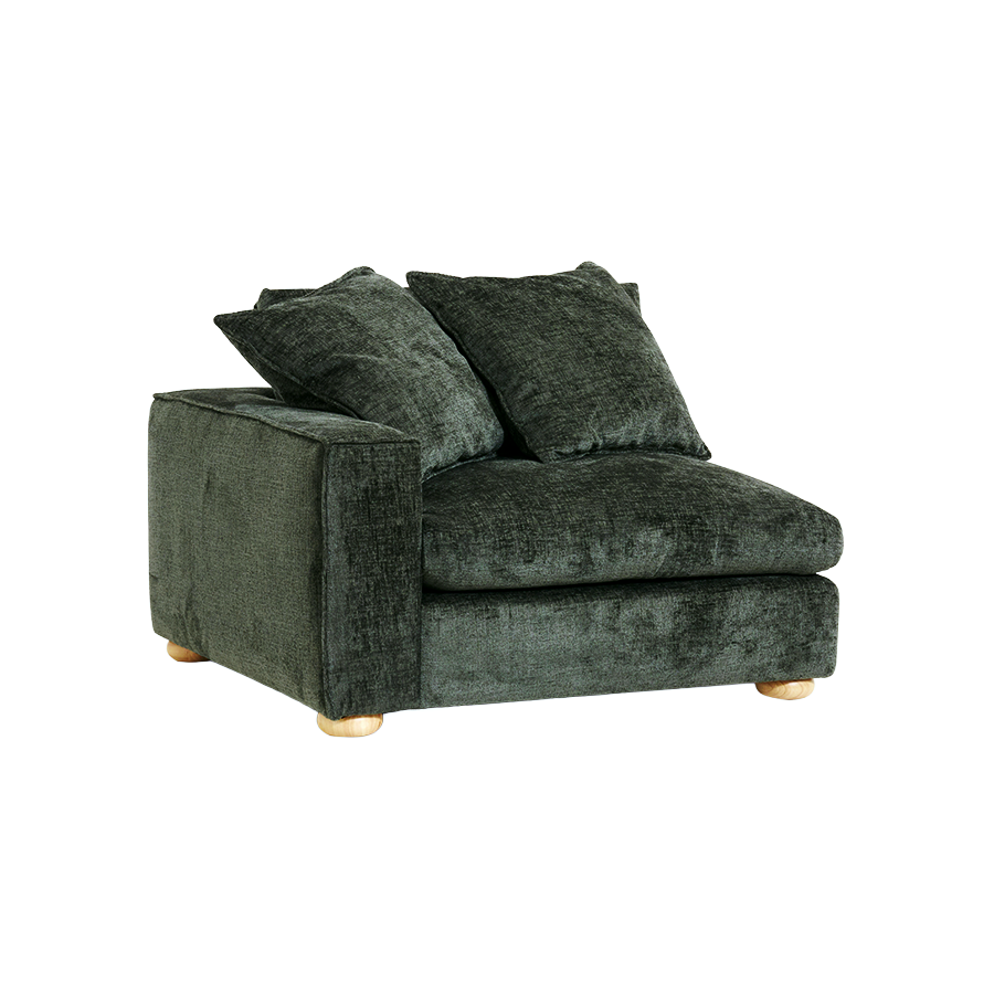 Clyde Left Hand Modular Lounge Piece Green Fabric