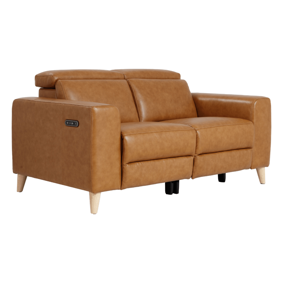 Delaware 2 Seater Caramel Leather Electric Recliner