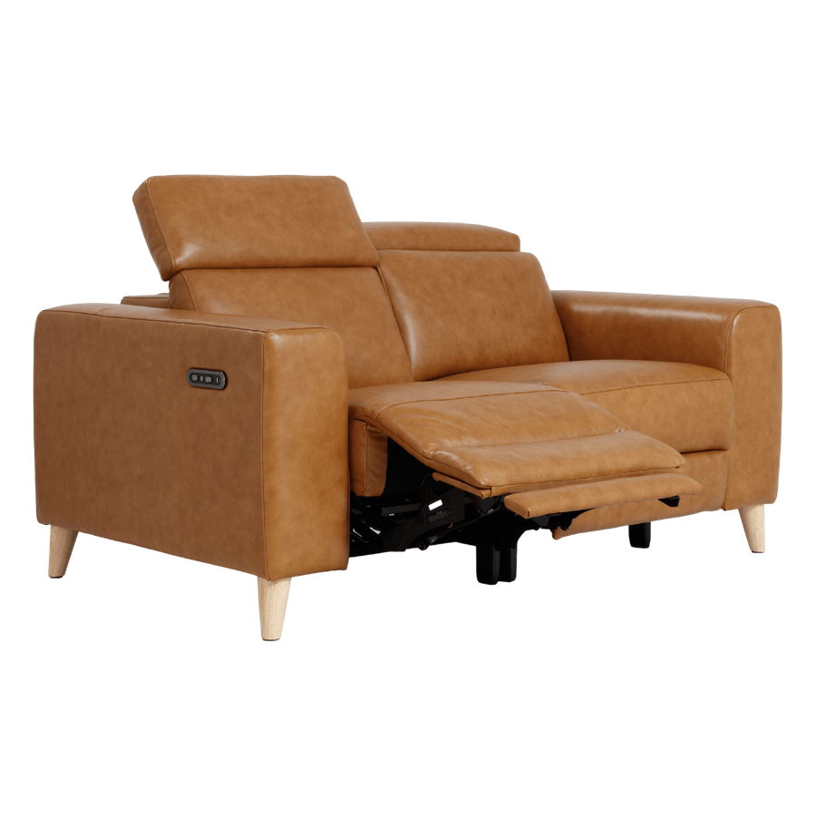 Delaware 2 Seater Caramel Leather Electric Recliner