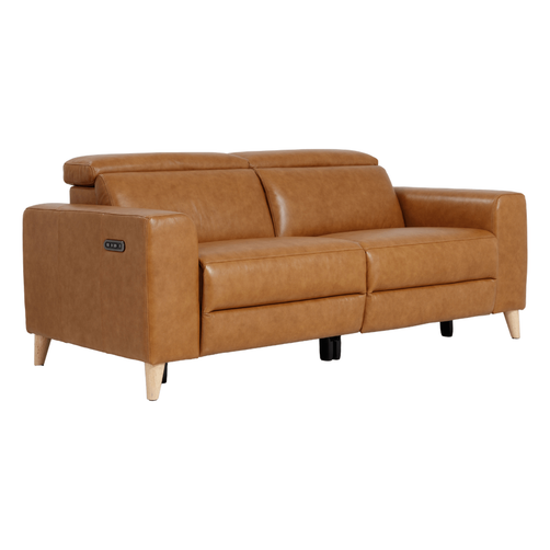 Delaware 3 Seater Caramel Leather Electric Recliner