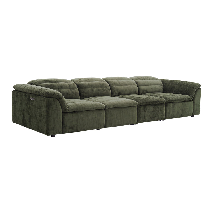 Rovella Modular 4 Seater Electric Recliner Moss Green