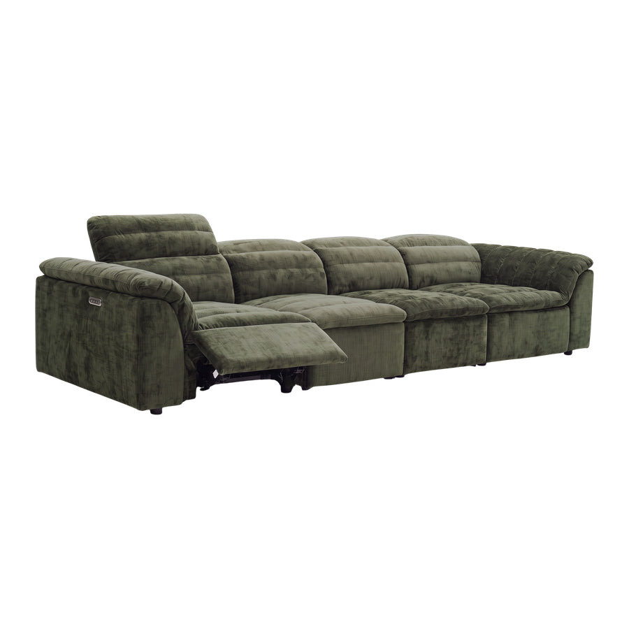 Rovella Modular 4 Seater Electric Recliner Moss Green