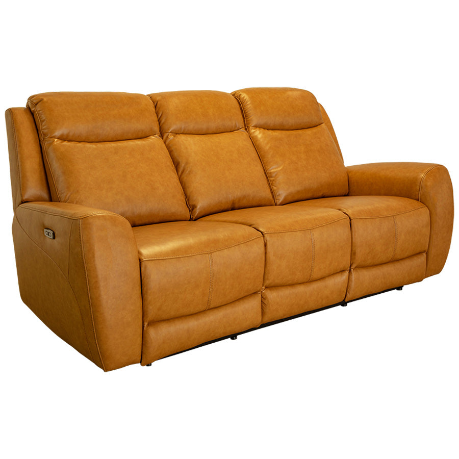 Toronto Caramel Top Grain Leather 3 Seater Electric Recliner