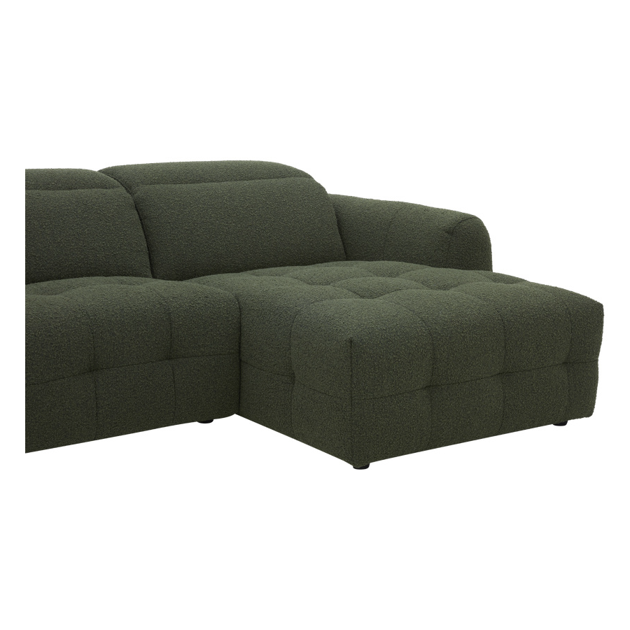 Milos Right Hand Chaise lounge 3 Seater Green Fabric